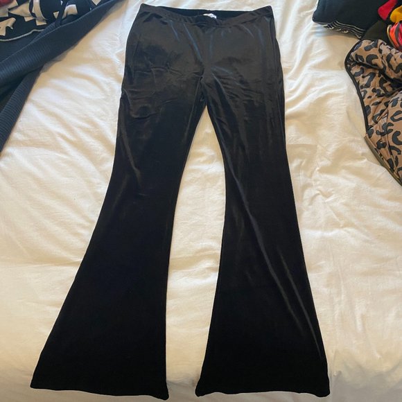 topshop black velvet flares